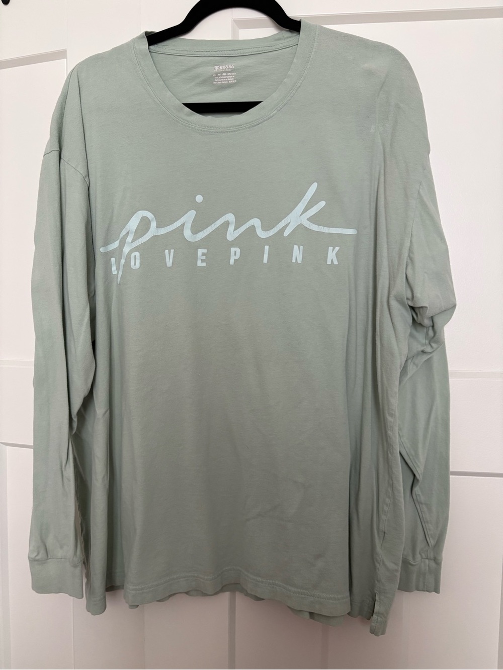 PINK Victoria's Secret Light Green Logo Tee XXL